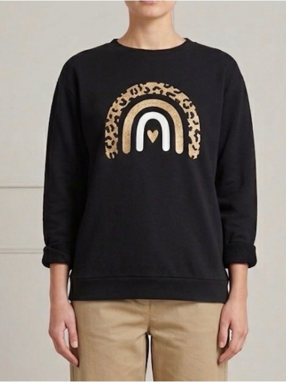 Black Leopard Print Sweatshirt